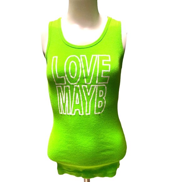 CCC Lime Green Cotton Tank Top Love MayB Size Medium - Picture 5 of 8